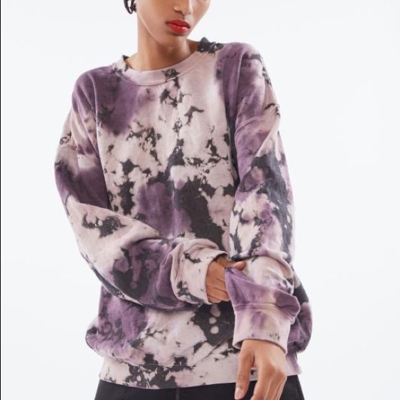Recycled Splatter Tie-dye Crew Neck Sweatshirt In Purple Multi URBAN OUTFITTERS - Picture 4 of 5